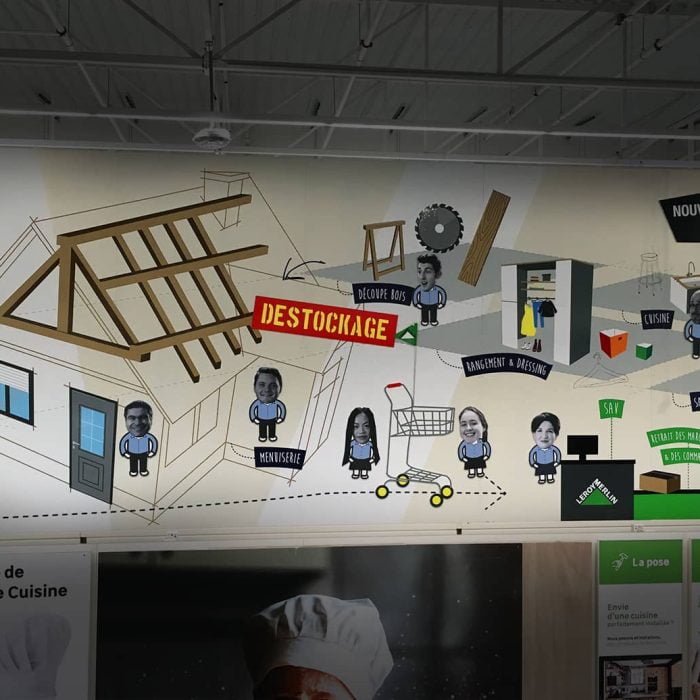 design mural signalétique magasin leroy merlin